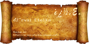 Árvai Etelka névjegykártya