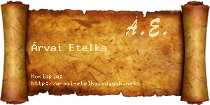 Árvai Etelka névjegykártya